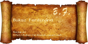 Buksz Ferdinánd névjegykártya